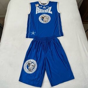 Vintage Trap Star Rock Boyz AK;CESS Royal Blue Boxing Jersey Shirt & Shorts XL